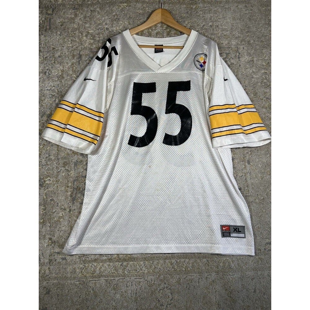 Vintage 90s Nike Team Pittsburgh Steelers #55 Joey Porter Jersey White XL USA